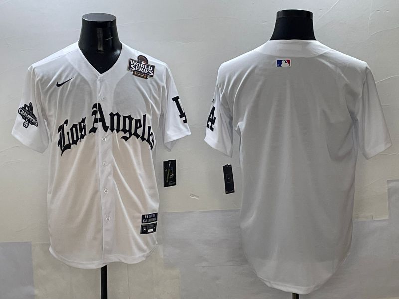 Men Los Angeles Dodgers Blank White Five generations Joint Name 2025 Nike MLB Jersey style 34->houston astros->MLB Jersey